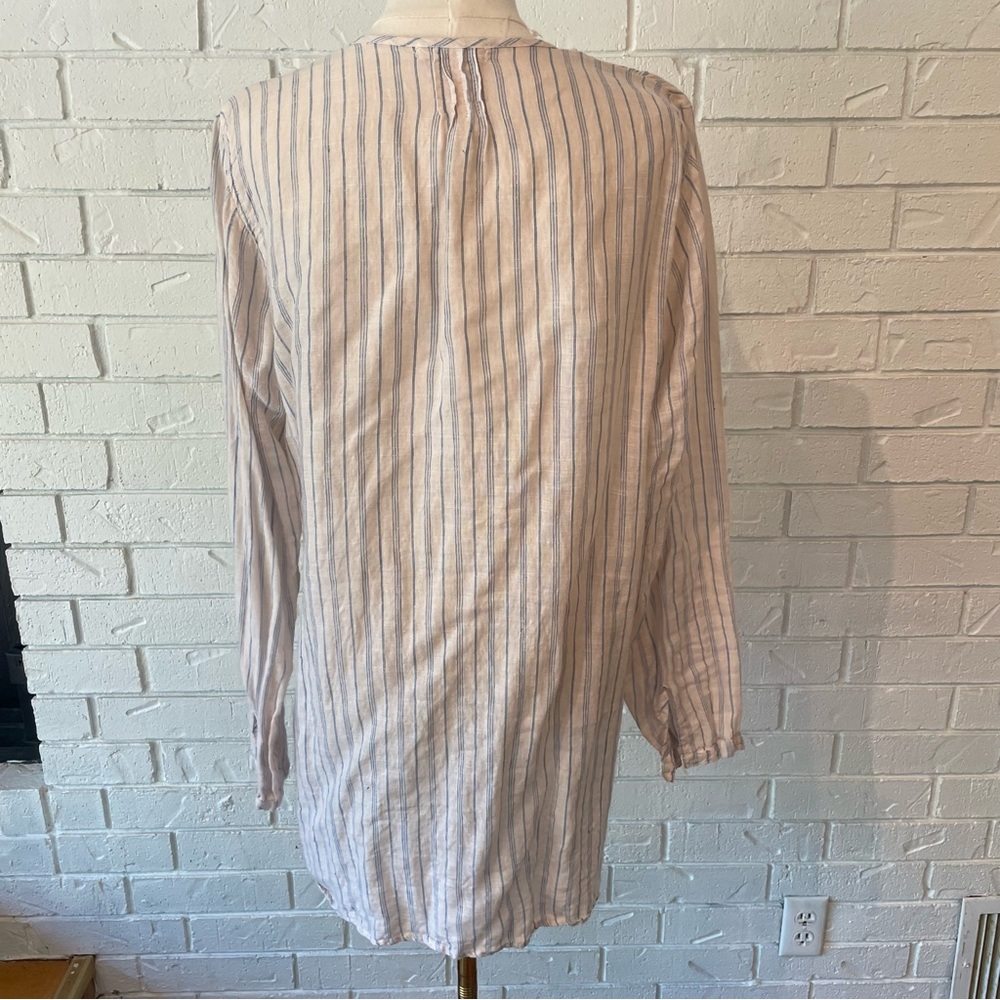 CP shades 100% Linen Blue Striped Tunic Small - Picture 6 of 12